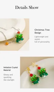 Detail van de kerstboom sieradenset met groene kristallen en gouden sterren