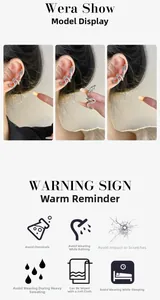 Detailed view of silver dragon ear cuff with crystal inlay and care instructions