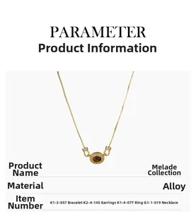 Detailed parameter chart for golden tiger eye and pearl pendant necklace in retro style