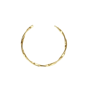 Elegant Mobius gold twist stainless steel open bangle with minimalist spiral design