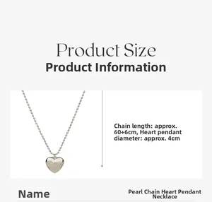 Tabla de tallas detallada para el collar con colgante de corazón de 4cm y cadena de 60cm