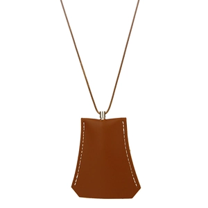 Custodia per chiavi Clochette in pelle marrone minimalista con cuciture bianche