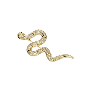 Broche serpent avec placage en or et zircons incrustés pour un style élégant et chic