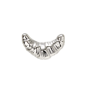 S925 sterling silver croissant brooch pin with polished metallic finish for women