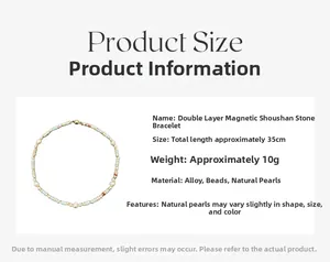 Guía de tallas de pulsera de doble capa de piedra Shoushan y perlas naturales con imán