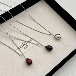 Collana con Ciondolo a Goccia in Acciaio al Titanio Minimalista Catena Lunga per Maglione da Donna Gioielli di Moda in Rame