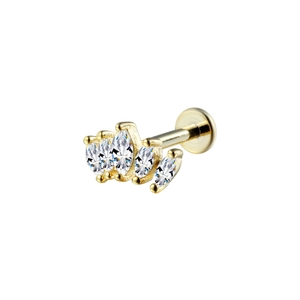 Mini piercing dorato con zirconi dal taglio marquise disposti in un design a corona floreale