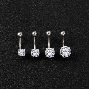 Piercing de Nombril en Acier Inoxydable 316 Cuivre Zirconia Rond Cristal Clair Bijou de Corps pour Femme Cadeau