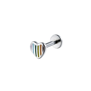 Piercing labret a cuore arcobaleno in acciaio inossidabile per labbra o cartilagine
