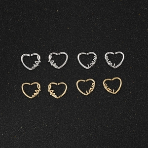 Anello al Naso a Forma di Cuore in Rame Lettera Love Battito Cardiaco Perno Piercing Cartilagine per Donna Gioielli Oro Argento
