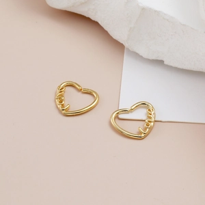 Orecchini a cerchio dorati a forma di cuore con design creativo di lettere Love 3D