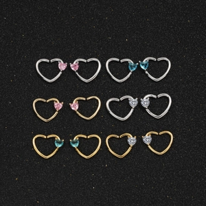 Anello al Naso a Cuore in Rame e Zircone Orecchino per Cartilagine Placcato Oro Argento Gioielli da Piercing Donna Unisex