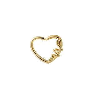 Anello per naso dorato a forma di cuore con design a onde battito in metallo lucido