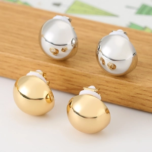 Orecchini a Clip in Rame Minimalisti per Donna Uomo Senza Perforazione Clip per Orecchie Sferiche Rotonde Geometriche Gioielli Placcati in Oro Argento Regalo