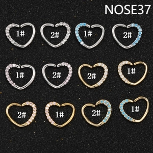 Heart Shaped Nose Ring Copper Zirconia Cartilage Earring Stud For Women Men Fashion Body Piercing Jewelry Gold Silver Tone