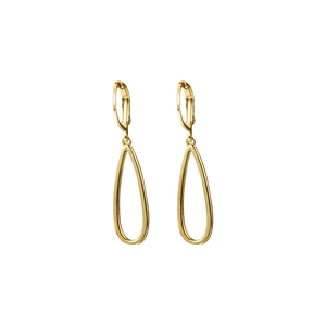Élégantes boucles d'oreilles pendantes dorées avec design creux et fermoir à levier