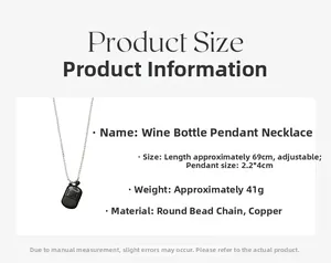 Size details of the copper flask pendant necklace with 69cm adjustable ball chain
