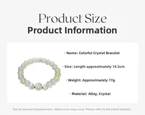 Macro di bracciale con cristalli colorati e distanziatori a righe in lega d'argento
