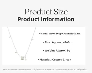 Détail du collier pendentif goutte d'argent montrant les dimensions 43+6cm et 9g
