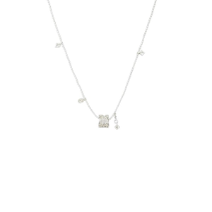 Collier élégant en argent avec pendentifs en zircone et breloques en gouttes d'eau