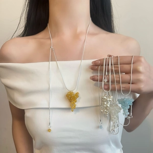 Koreaanse Stijl Druiventros Kunstparel Hanger Halsketting Vrouwen Verstelbare Koperen Slangenketting Kralen Fruit Kwastje Sieraden