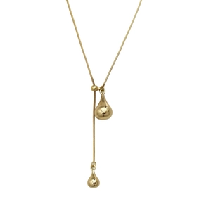 Minimalistische goldene Y-Kette mit zwei Wassertropfen-Anhängern im Schlangendesign