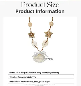 Guide des tailles du collier de plage montrant la longueur de 55cm et les perles