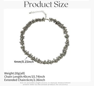 Maatgids voor de 4mm kralenketting met 40cm lengte en een extra verlengstuk van 6cm