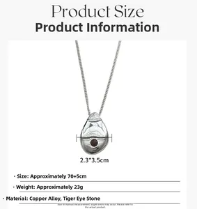 Tabella delle taglie dettagliata per collana con cuore d'argento e pietra occhio di tigre