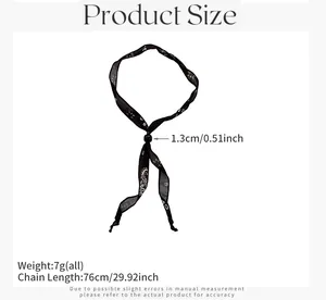 Maattabel voor paisley sjaal ketting met 76cm kettinglengte en 1.3cm kraaldetail