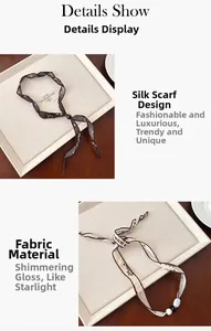 Detailopname van vintage paisley sjaalketting met luxe stof en decoratieve kralen