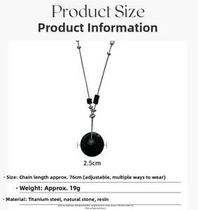 Maattabel voor natuursteen hanger met 2,5 cm donutsteen en een verstelbare ketting van 76 cm