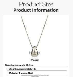 Detailed size chart showing silver teardrop pendant with 80cm chain length measurements