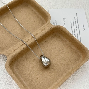 Minimalist Titanium Steel Water Drop Pendant Necklace Mirror Polished Teardrop Long Box Chain Geometric Jewelry Gift For Women