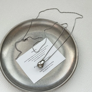 Polished silver water drop pendant necklace with minimalist box chain for women