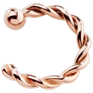 Polished rose gold twisted U-shaped non-piercing nose ring with smooth metal bead end