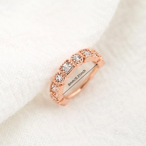 Rose gold hinged clicker hoop with 8mm inner diameter and sparkling white cubic zirconia