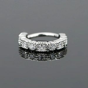 Silver ring with princess cut cubic zirconia and milgrain edge on dark mirror base