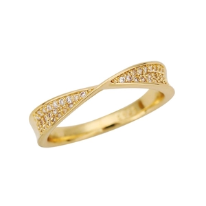 18K Gold Plated Copper Twisted Band Ring For Women Pave Zirconia Geometric Intertwined Fashion Jewelry Finger Ring Gift