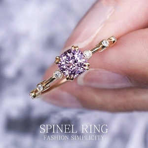 Luxury Gold Plated Copper Purple Square Zirconia Ring Fashion Minimalist Geometric Finger Ring For Women Jewelry Gift