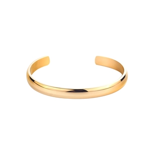 Bracciale rigido a C minimalista in oro in acciaio inossidabile lucido con finitura a specchio