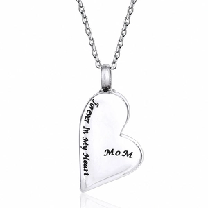 Stainless Steel Heart Cremation Urn Necklace For Ashes Forever In My Heart Mom Dad Memorial Keepsake Pendant Jewelry