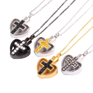 Herz-Kreuz-Ascheanhänger-Set in fünf verschiedenen Metallfarben für Gedenkschmuck
