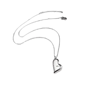 Polished heart locket necklace for Mom made of stainless steel with memorial engraving