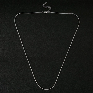 Detail of silver plated copper snake chain with lobster clasp and adjustable link