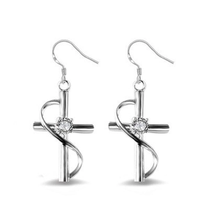 Mode Kreuz Ohrhänger Mit 925 Sterling Silber Ohrstecker-Stift Kupfer Zirkonia Lange Ohrringe Für Damen Geschenk Schmuck