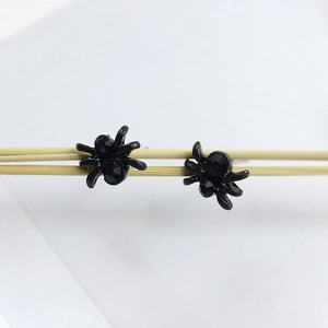 Gothic Black Spider Stud Earrings For Men Women Halloween Punk Minimalist Insect Alloy Rhinestone Jewelry Small Ear Studs