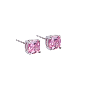 Minimalist Square Opal Stud Earrings With 925 Sterling Silver Earring Post Copper Pink Multicolor Geometric Women Jewelry