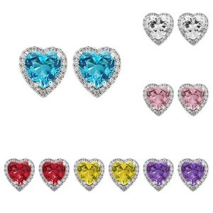 Dames Hartvormige Halo Oorknopjes Met Zirkonia Strass Romantische Koperen Sieraden Cadeau Voor Valentijnsdag Bruiloft