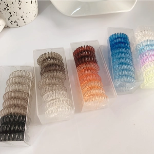 Spiral Hair Ties Telephone Wire Hair Bands High Elasticity Traceless Plastic Resin Hair Ties Set For Women Daily Styling
